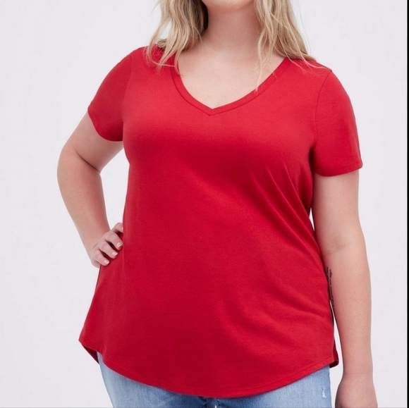 torrid Tops - Torrid Girlfriend Signature Jersey V-Neck Tee Red 2